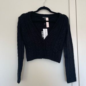 NWT For Love & Lemons Black cropped cardigan sweater 
Never worn 
Size XXS